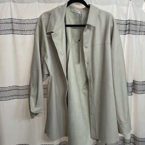 Cream  leather jacket vegan oversized